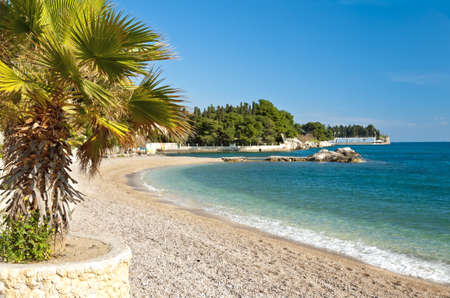 pebbly beach in Split, Croatia, Europe, situated near the city center at the south side of the Marjan peninsulaの写真素材