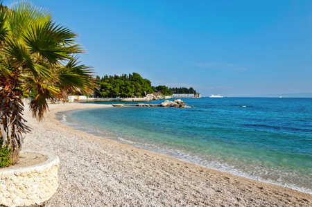 pebbly beach in Split, Croatia, Europe, situated near the city center at the south side of the Marjan peninsulaの写真素材
