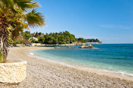 pebbly beach in Split, Croatia, Europe, situated near the city center at the south side of the Marjan peninsulaの写真素材