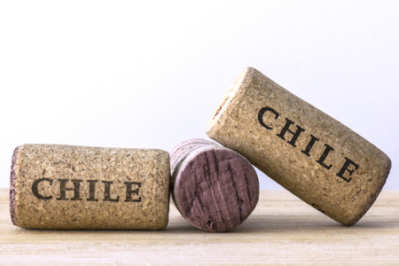 Three wine bottles corks of Chileの写真素材