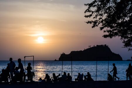 Four colors beautiful sunset in the beach Rodadero Santa Marta Colombia