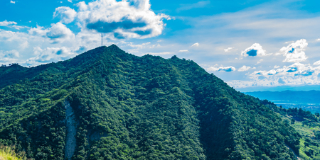 Beautiful mountains full of green view from colombian highwayの写真素材