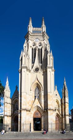 BOGOTA, COLOMBIA - JANUARY 28, 2019: Church of Our Lady of Lourdes, the first church built in neo-Gothic style of Colombia, located in the Chapinero neighborhood.のeditorial素材
