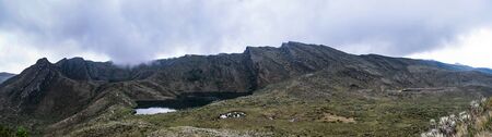 Panorama of beautiful location of the sector of the Siecha lagoons in the Chingaza paramo, cundinamarca Colombia.の写真素材