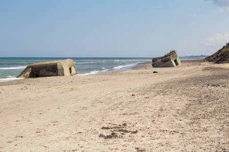 German World War II bunkers, Skiveren beach, Denmarkの写真素材