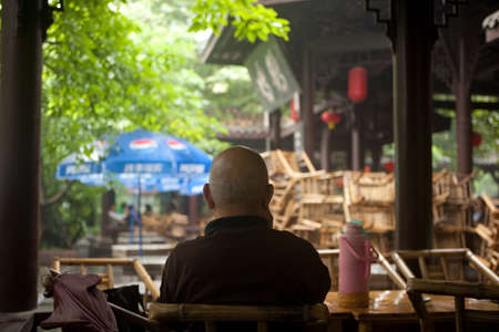 Teahouse in Chengdu, China People\'s Parkのeditorial素材