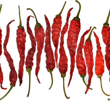 Tileable seamless wallpaper pattern of red cayenne peppers.  May be tiled horizontally for seamless...