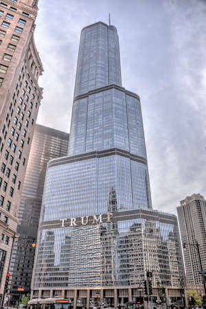 Chicago, Illinois - May 17, 2017: The Trump International Hotel & Tower in Chicago. Completed in 2008 it is among the tallest buildings in the world at over 1,300 feet.のeditorial素材