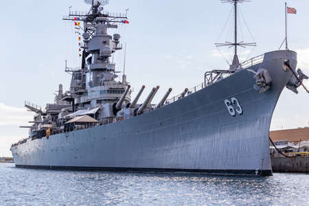 Pearl Harbor, Hawaii, USA - September 23, 2018: USS Missouri docked in Pearl Harbor.のeditorial素材
