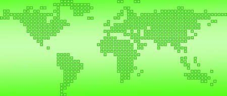 World map green dotted, isolated on a white backgroundの写真素材