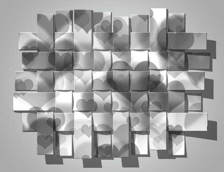 beautiful silver tape heart on a silver backgroundの写真素材