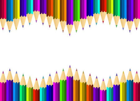 Assortment of coloured pencils on a white backgroundの写真素材