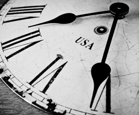 USA time black and white clockの写真素材