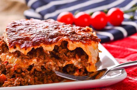 Home made beef lasagnaの写真素材