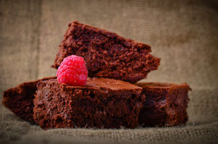 Home made chocolate browniesの写真素材
