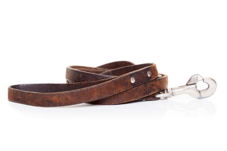 retro vintage old brown leather leash の写真素材