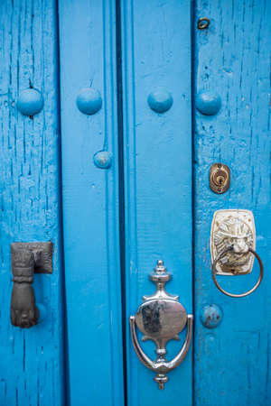 blue wooden door in Trinidadの写真素材