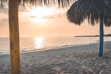 Sunset at Playa AncÃ³n Cubaの写真素材