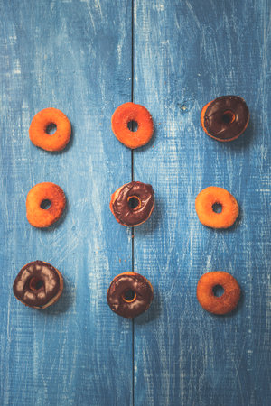 little donuts handmade with brown sugar and chocolateの写真素材