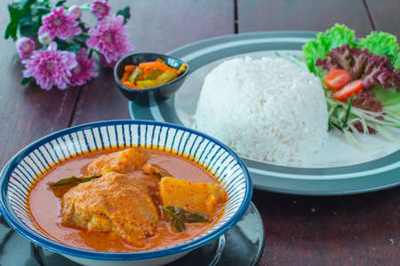 meat stew in a spicy sauce in a restaurant of Malaysiaの写真素材
