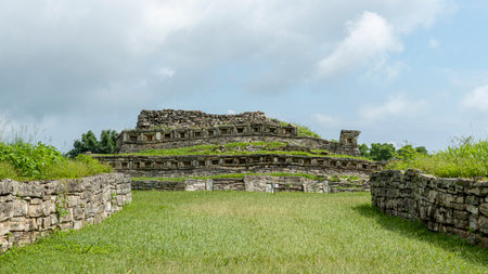 Ancient ruins of Yohualichan, Puebla, Mexicoの写真素材