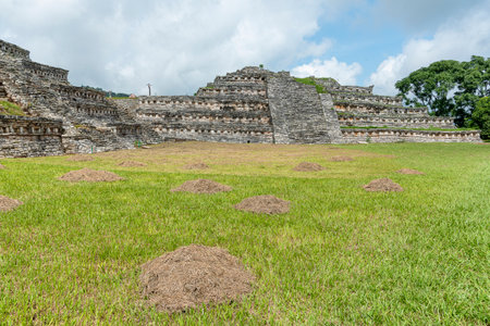 Ancient ruins of Yohualichan, Puebla, Mexicoの写真素材