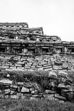 Ancient ruins of Yohualichan, Puebla, Mexicoの写真素材
