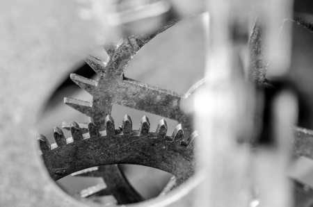 Working very old clock mechanismの写真素材