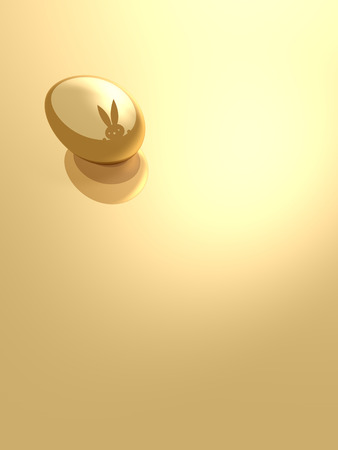 Golden egg with Easter hare の写真素材