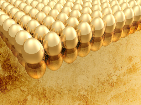 Golden eggs on the vintage backgroundの写真素材