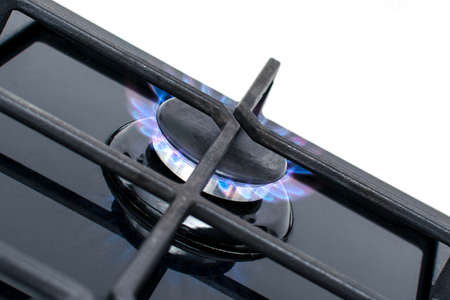 A burning gas burner on a white background. Selective focusの写真素材