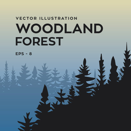 Pine tree forest vector illustration banner poster designのイラスト素材