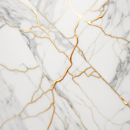 White marble texture with gold veins. 3d rendering, 3d illustration.の素材