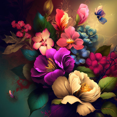 Beautiful flowers on a grunge background. colorful flowers.の素材