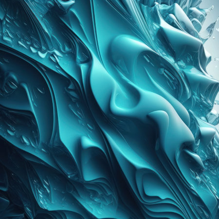 Abstract blue wavy background. fantasy fractal texture. 3D rendering.の素材