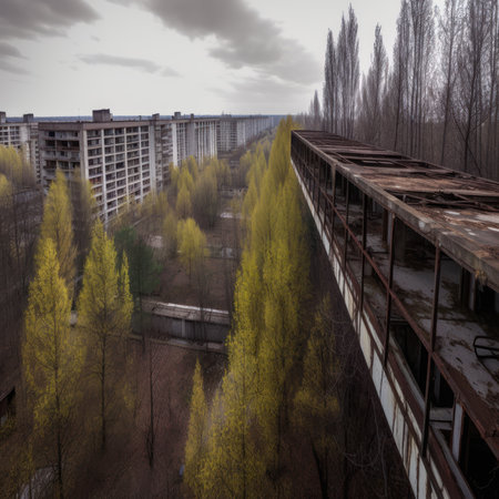 Abandoned industrial area in Pripyat, Chernobyl exclusion zone, Ukraineの素材