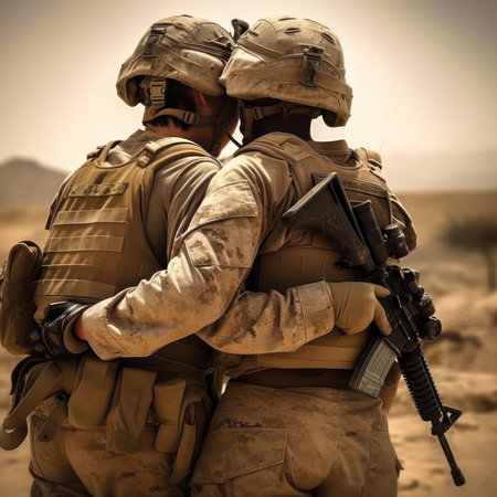 United States Navy Special forces soldiers in the desert of the United States of Americaの素材