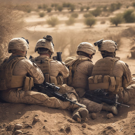 United States Marine Corps soldiers in the desert of Namibia, Africaの素材