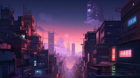 Futuristic city in neon light. futuristic city. 3d renderingの素材