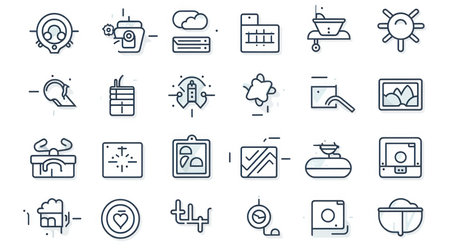 Set of vector line icons with flat design elements for mobile concepts and web apps.の素材