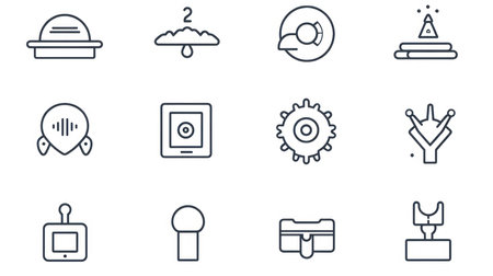 Set of line icons on the theme of technology. Vector illustration.の素材