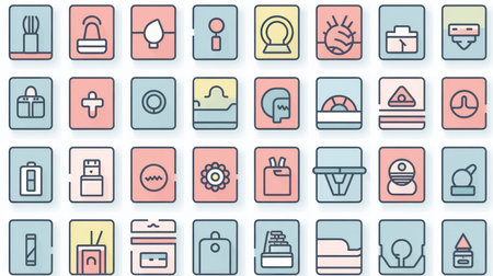 Set of icons for the bathroom. Vector illustration in flat style.の素材