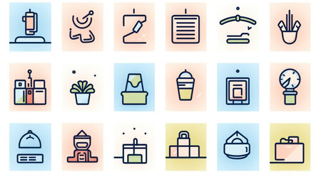 Vector line icons set for business, finance, office and other.の素材