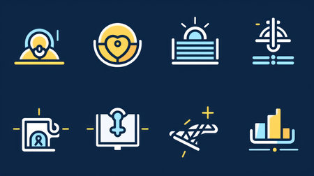 Set of flat line icons for security and protection. Vector illustration.の素材