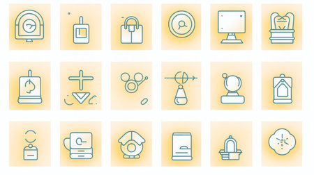 line style icon set design, Digital technology communication social media internet web and screen theme Vector illustrationの素材