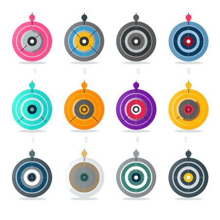 Set of archery target icons in flat style. Vector illustration.の素材