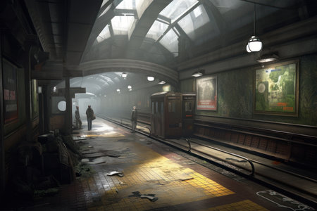 Interior of Moscow metro station at nightの素材