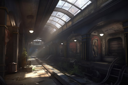 Abandoned train station in a foggy morning. HDR imageの素材