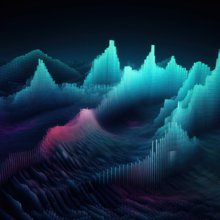 Abstract 3d rendering of digital landscape. Futuristic technology style.の素材
