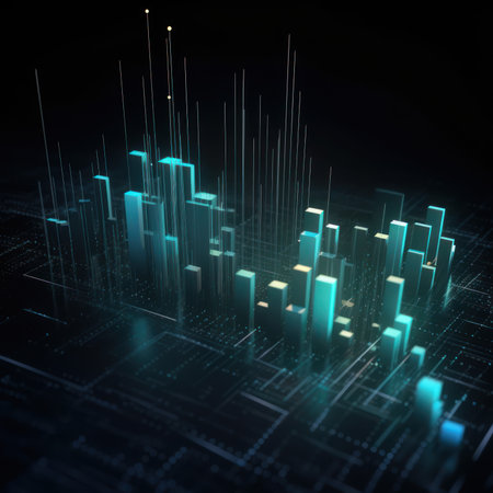 Futuristic technology background with glowing lines and dots. 3d renderingの素材